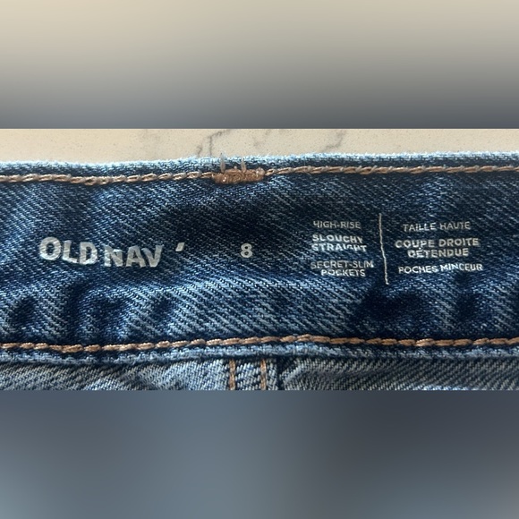 Dark blue ripped straight jeans size 8 - Picture 2 of 2